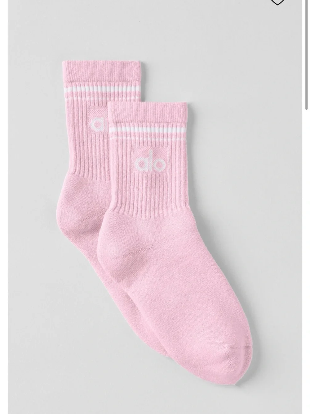 NWT Alo Half Crew Throwback socks in Sweet Pink/White sz Medium